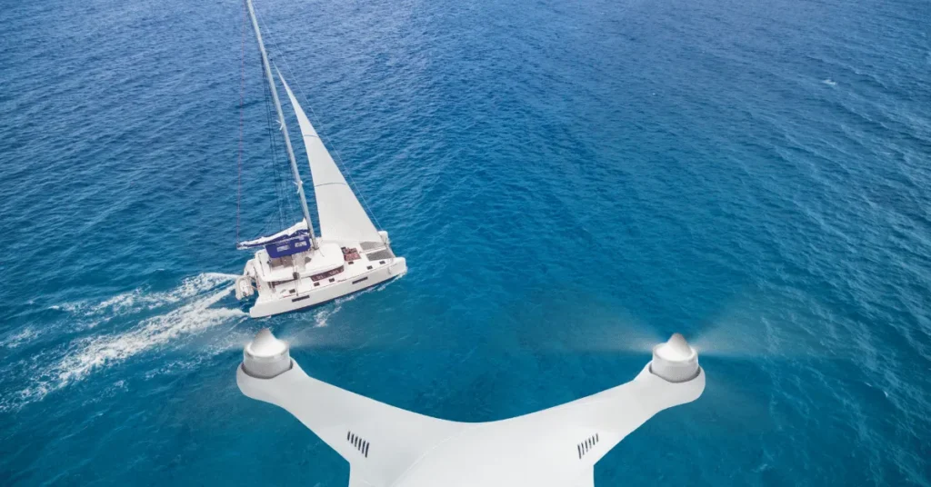 Drone Flying above Catamaran