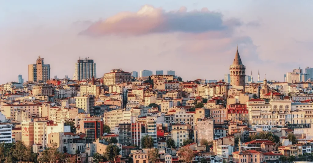 Istanbul Cityscape In Turkey With Galata Tower